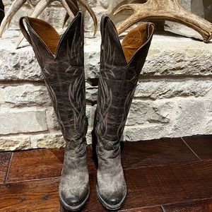 Distressed Gray Lucchese boots